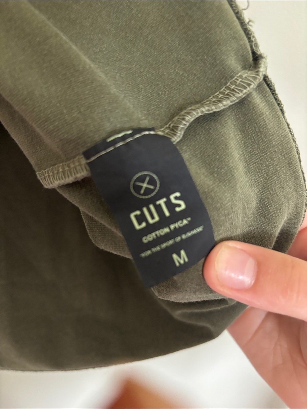 Cuts The Box Cut Clothing Olive Green Crewneck Short Sleeve Tee - Picture 3 of 4